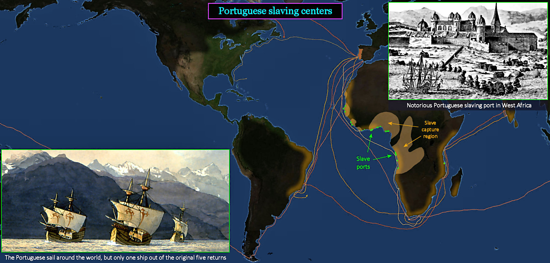 Portuguese slave trade, 1600s map